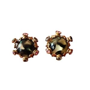Elegant Gold and Pink Stud Earrings